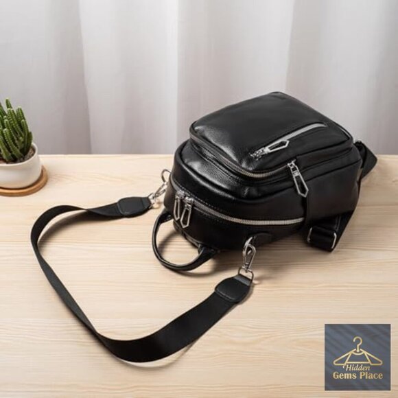 Small PU Leather Backpack Purse for Women, 3-in-1 Convertible Handbag Daypack main image 4